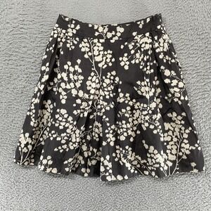 Moulinette Soeurs Skirt Womens 2 Gray Floral Pleated Mini Pockets Anthropologie